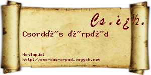 Csordás Árpád névjegykártya