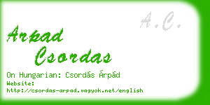 arpad csordas business card